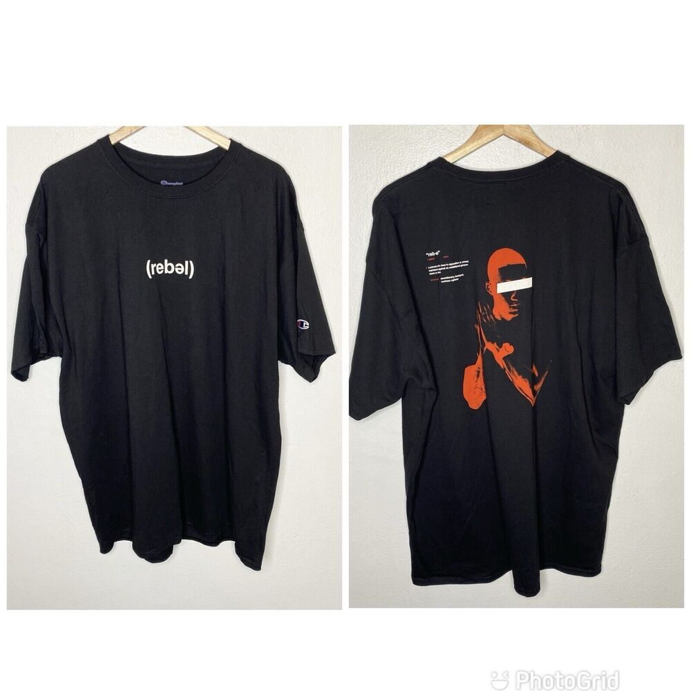 Champion Rebel Definition Black T-Shirt Tee Shirt 100% Cotton Mens 2XL